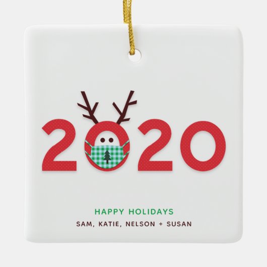 Maske Rentier 2020 Custom Red Green Ornament (Vorderseite)