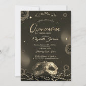Maske Rose Pearls Grau Quinceanera Einladung (Vorderseite)