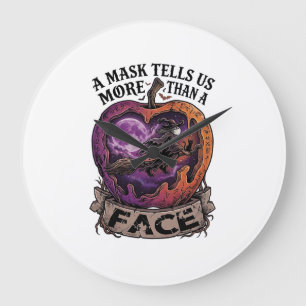 Maske sagt uns mehr als Gesicht Halloween Hexe Apf Große Wanduhr