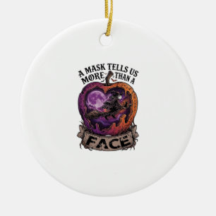 Maske sagt uns mehr als Gesicht Halloween Hexe Apf Keramik Ornament
