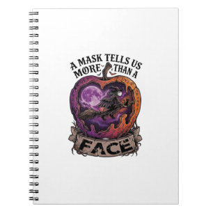Maske sagt uns mehr als Gesicht Halloween Hexe Apf Notizblock