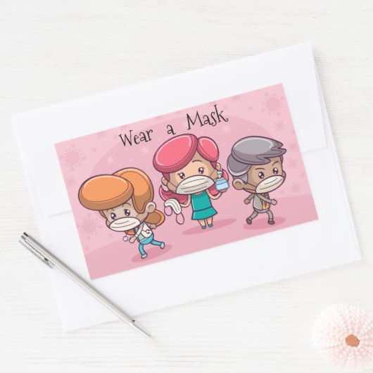 Maske tragen rechteckiger aufkleber (Umschlag)