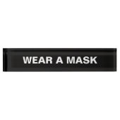 Maske tragen, Schwarz-weiß minimalistisch Namensplakette (Vorderseite)