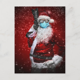 Maske trägt Weihnachtsmann zu Weihnachten Postkarte