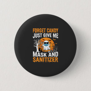 Maske und Desinfektionsmittel Halloween-Geisterdes Button