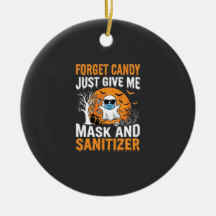 Maske und Desinfektionsmittel Halloween-Geisterdes Keramik Ornament