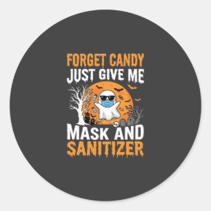 Maske und Desinfektionsmittel Halloween-Geisterdes Runder Aufkleber