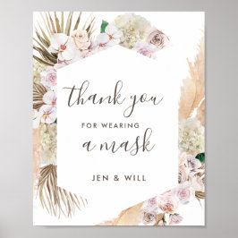 Maske Wearing Hochzeitpampas Grass-Zeichen Poster