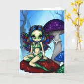 "Masked Fairy on Mushrooms" Grußkarte Karte (Gelbe Blume)