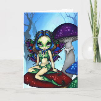 "Masked Fairy on Mushrooms" Grußkarte Karte