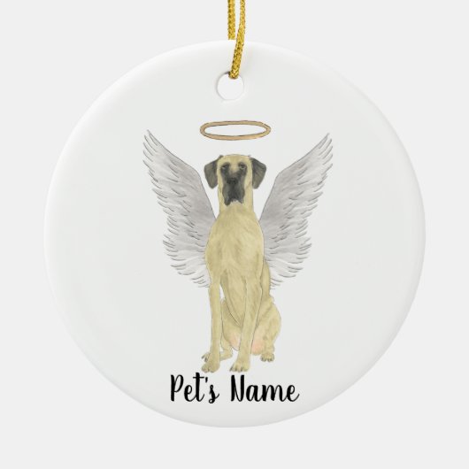 Masked Fawn Great Dane Beileid Memorial Keramik Ornament (Vorne)