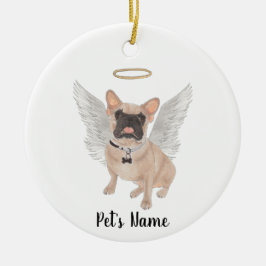 Masked French Bulldog Beileid Memorial Keramik Ornament