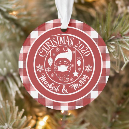 Masked frohe Weihnachten 2020 Spaß Foto Ornament (Baum)