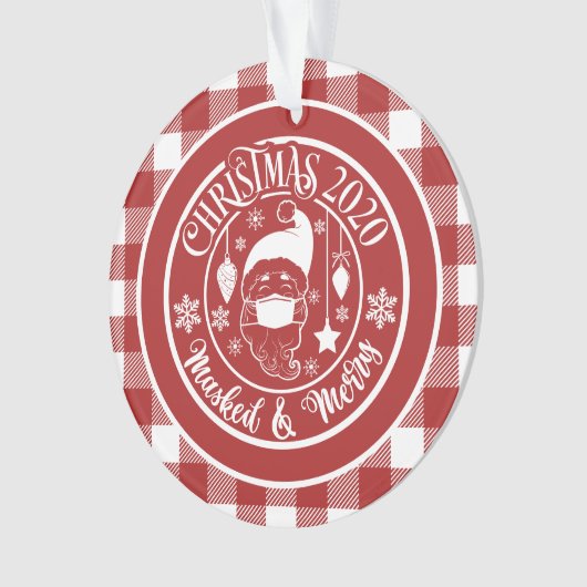 Masked frohe Weihnachten 2020 Spaß Foto Ornament (Vorderseite)