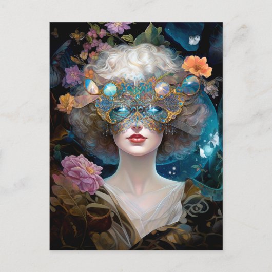 Masked Lady Fantasy Art Postkarte (Vorderseite)