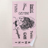 Masked Lady Theater Gemini Zodiac Symbol Strandtuch (Vorderseite)