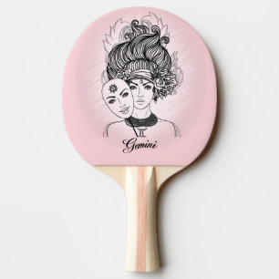 Masked Lady Theater Gemini Zodiac Symbol Tischtennis Schläger