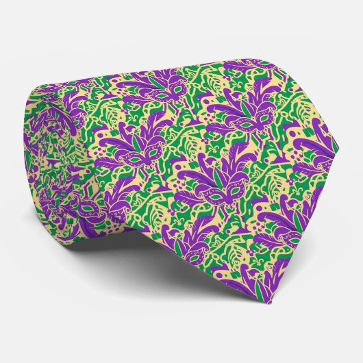 Masked Mischief Mardi Gras Tie Krawatte (Gerollt)