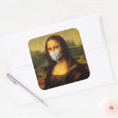 "Masked Mona Lisa" Quadratischer Aufkleber (Umschlag)