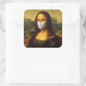"Masked Mona Lisa" Quadratischer Aufkleber (Tasche)