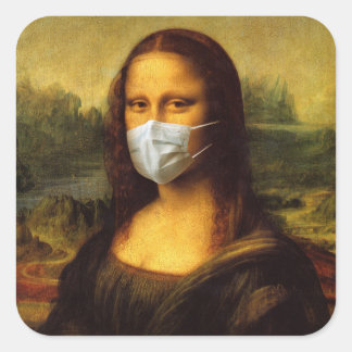 "Masked Mona Lisa" Quadratischer Aufkleber