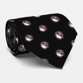 Masked Pink Corona Pattern Virus on Black Krawatte (Gerollt)