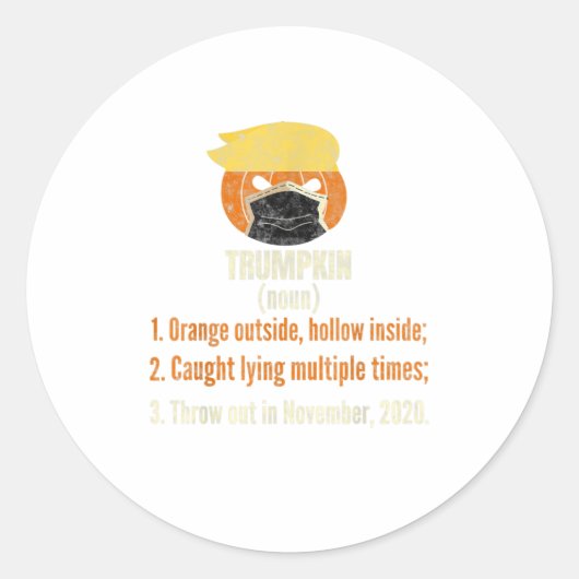 Masked Pumpkin Trumpkin Funny Halloween Anti Runder Aufkleber (Vorderseite)