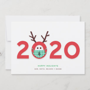 Masked Reindeer 2020 Custom Holiday Card Feiertagskarte