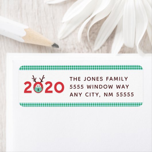 Masked Reindeer 2020 Custom Holiday Rücksendeadres (Insitu)