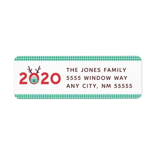 Masked Reindeer 2020 Custom Holiday Rücksendeadres (Vorne)