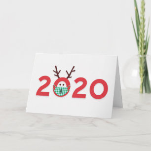 Masked Reindeer 2020 Custom Red Green Feiertagskarte