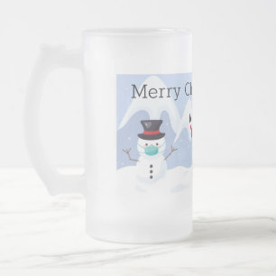 Masked Santa, Rudolph und Snowman Mattglas Bierglas
