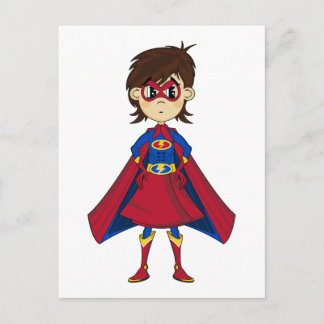 Masked Superhero Girl Postcard Postkarte
