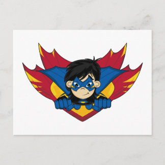 Masked Superhero Girl Postcard Postkarte