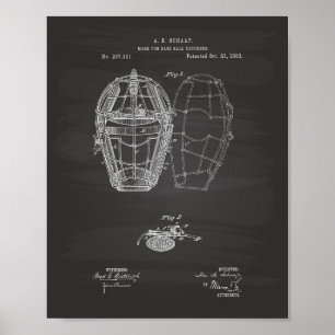 Masken Baseball Catcher 1883 Patent - Tafel Poster