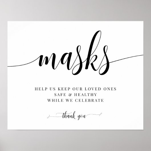 Masken Covid Safety Wedding Sign Poster (Vorne)