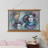 Masken der venezianischen Tapestry Wandteppich Mit Holzrahmen (Schlafzimmer)