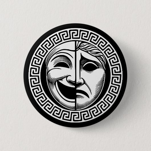 Masken des antiken griechischen Theaters Button (Vorderseite)