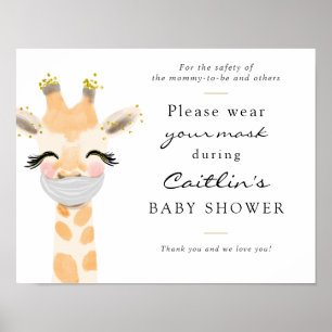 Masken Erforderliches Baby-Giraffe-Duschzeichen Poster