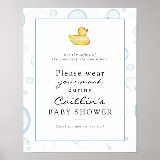 Masken erforderliches Baby-Rubber-Duck-Duckschild Poster (Vorne)