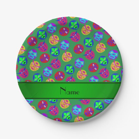 Masken für den grünen mexikanischen Wrestling mit  Pappteller (Vorderseite)