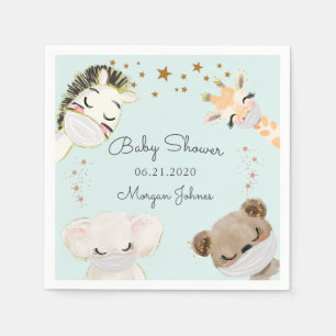 Masken für Tiere Babydusche Monogramm Servietten