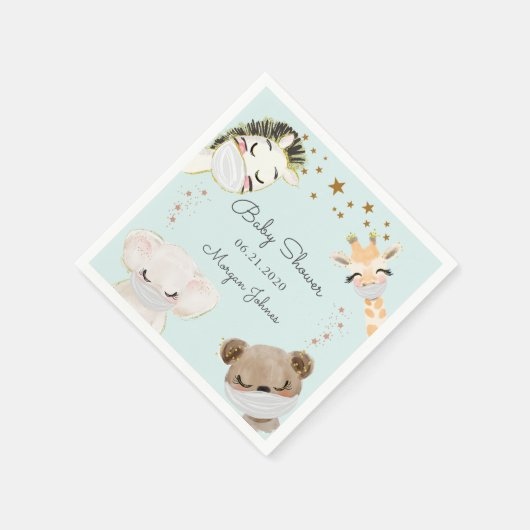 Masken für Tiere Babydusche Monogramm Servietten (Ecke)