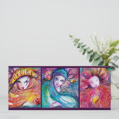 MASKEN IM Venezianischen, BLAUEN GELBEN Party Einladung (Stehend Vorderseite)