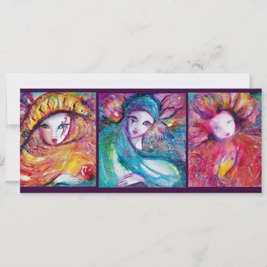 MASKEN IM Venezianischen, BLAUEN GELBEN Party Einladung (Vorderseite)