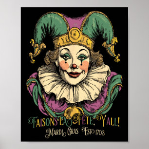 Masken Mardi Bekleidung Kostüme Vintage Mardi Gras Poster