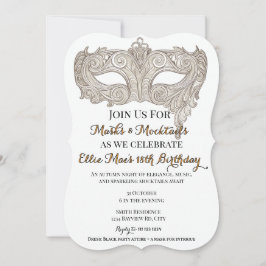 Masken & Mocktails Goldmasquerade Geburtstag Einladung