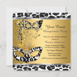Masken-Verkleidungsparty Leopard-Maske Schwarz Gol Einladung