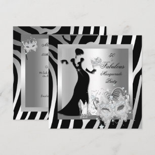 Maskenball Fabelhaft 50 Zebra Silber Einladung