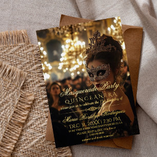 Maskenball-Foto Quinceanera Folieneinladung